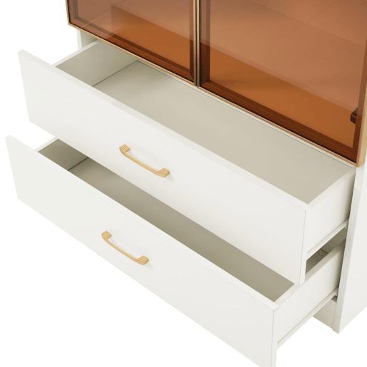 Armário de casa de banho 75 cm - com iluminação, 2 gavetas grandes, 2 portas, porta de vidro - branco