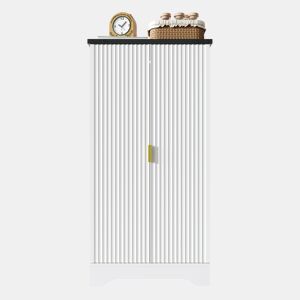 Aparador 120x60,5x40 cm - Com luz LED, prateleiras ajustáveis, design moderno - Branco