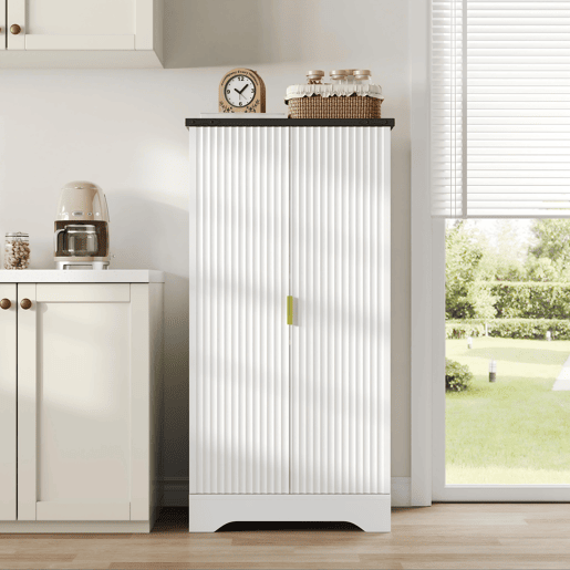 Aparador 120x60,5x40 cm - Com luz LED, prateleiras ajustáveis, design moderno - Branco