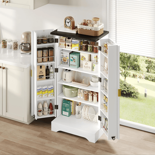 Aparador 120x60,5x40 cm - Com luz LED, prateleiras ajustáveis, design moderno - Branco