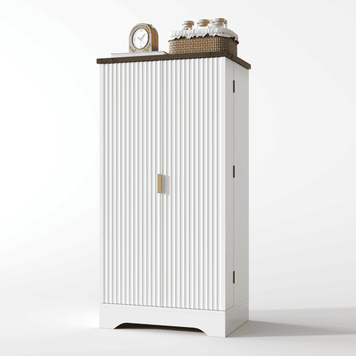 Aparador 120x60,5x40 cm - Com luz LED, prateleiras ajustáveis, design moderno - Branco