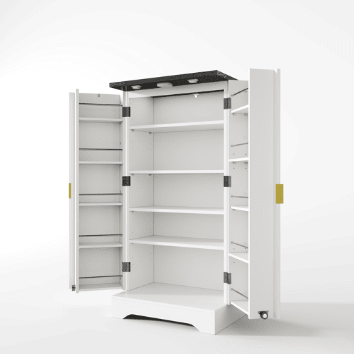 Aparador 120x60,5x40 cm - Com luz LED, prateleiras ajustáveis, design moderno - Branco
