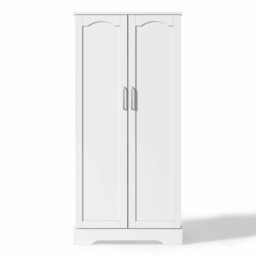 Aparador 60x35x128 cm - Multifuncional com LED, prateleiras ajustáveis, portas com arrumação - Branco
