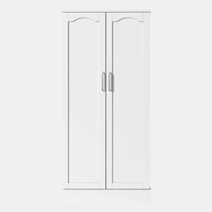 Aparador 60x35x128 cm - Multifuncional com LED, prateleiras ajustáveis, portas com arrumação - Branco