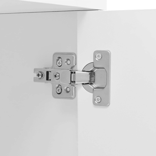 Mesa de bar moderna giratória 360° - Mesa extensível com arrumação e porta de vidro - Branco