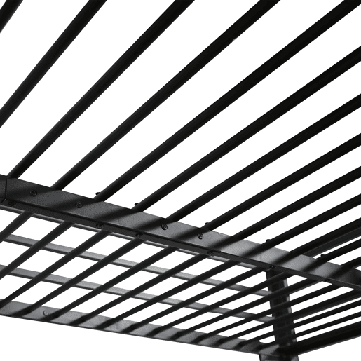 Cama alta de metal 120x200 cm - escada com corrimão, secretária, estante de arrumação e base resistente - preto escuro Cama alta de metal 120x200 cm - escada com corrimão, secretária, estante de arrumação e base resistente - preto escuro