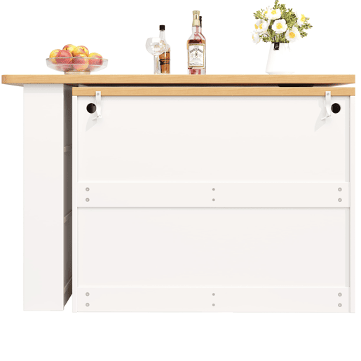 Mesa de bar extensível 135-203 cm - Com arrumação, giratória 360°, LED - Branca