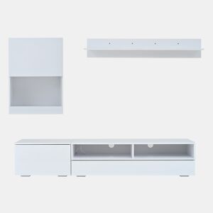 Conjunto de móveis para TV 175x39x34 cm - Conjunto completo com LED, Hochglanz, para TVs de até 80, Branco