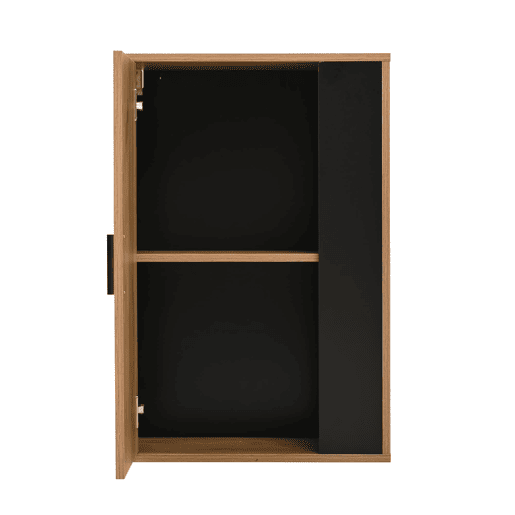 Móvel para TV 140x35x39 cm - Conjunto completo de 3 peças, TV-Board, estante e prateleira de parede - Cor madeira + preto