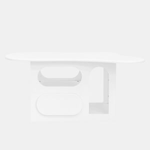 Mesa de centro 97x45x43,5 cm - formato de nuvem, gavetas e prateleiras abertas, materiais de alta qualidade