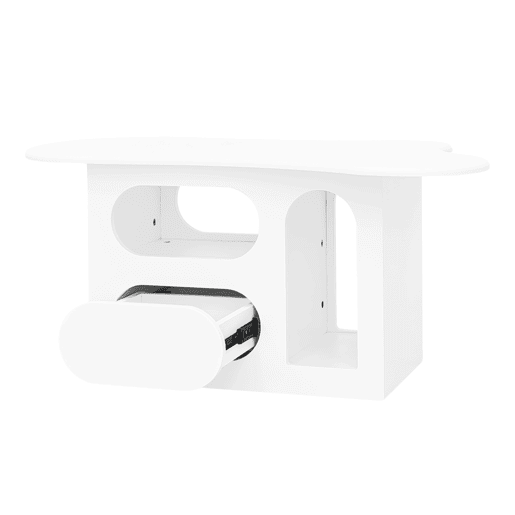 Mesa de centro 97x45x43,5 cm - formato de nuvem, gavetas e prateleiras abertas, materiais de alta qualidade