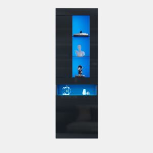 Vitrine LED para sala - móvel expositor com iluminação LED e amplo espaço de armazenamento - preto
