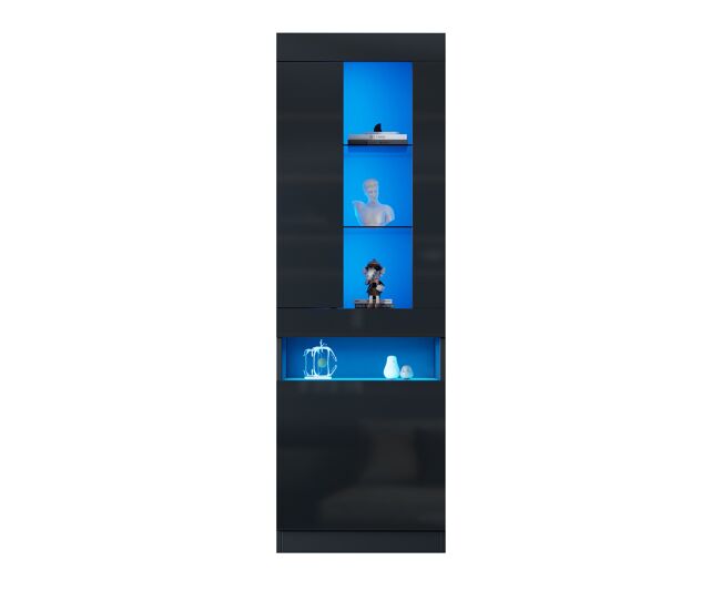 Vitrina led para salón - mueble expositor con iluminación led y amplio espacio de almacenaje - negro