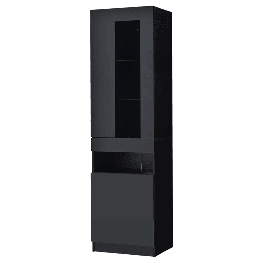 Vitrine LED para sala - móvel expositor com iluminação LED e amplo espaço de armazenamento - preto