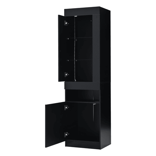 Vitrine LED para sala - móvel expositor com iluminação LED e amplo espaço de armazenamento - preto