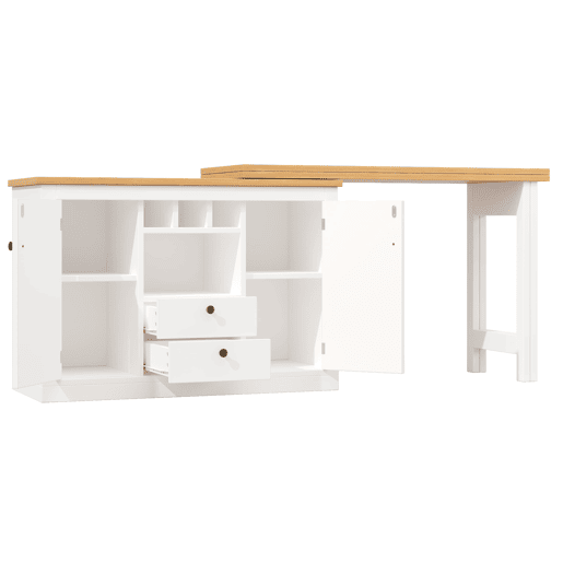 Mesa de bar extensível 120-180 cm - Com função de rotação de 360° e arrumação - Branca