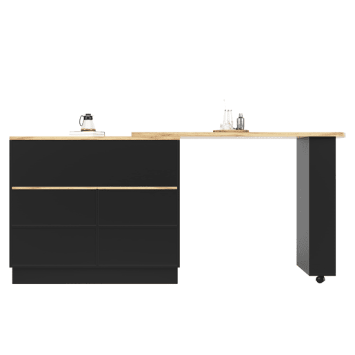 Aparador giratório 360° 90x45x100 cm - moderno, multifuncional, com prateleiras e vidro - preto