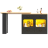 Aparador 135×39×92,8 cm - Com arrumação, rotação de 360°, LED - Preto