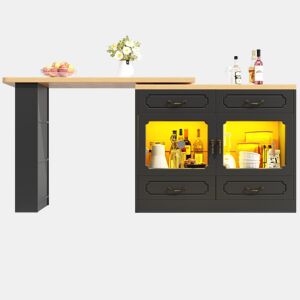 Aparador 135×39×92,8 cm - Com arrumação, rotação de 360°, LED - Preto