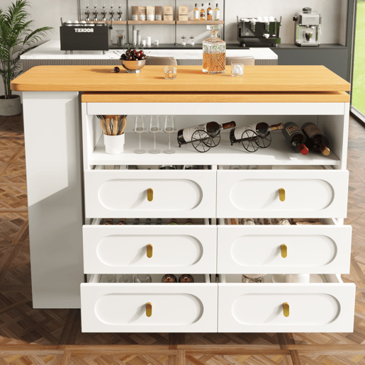 Aparador 137-203 cm - Design moderno com arrumação e função extensível - Branco