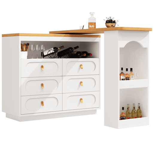 Aparador 137-203 cm - Design moderno com arrumação e função extensível - Branco