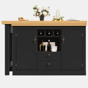 Mesa de bar extensÃvel 120-180 cm - Com função giratória de 360° e arrumação - Preto