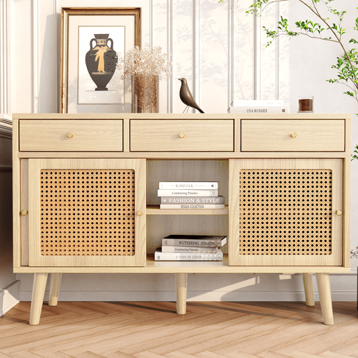 Aparador de mdf com 3 portas e 3 gavetas,carvalho