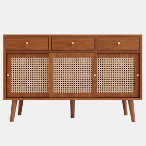 Aparador de mdf com 3 portas e 3 gavetas,noz