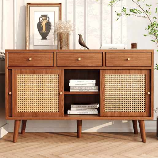 Aparador de mdf com 3 portas e 3 gavetas,noz Aparador de mdf com 3 portas e 3 gavetas,noz