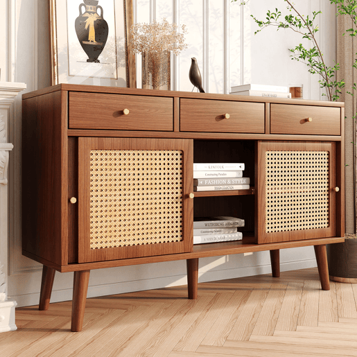 Aparador de mdf com 3 portas e 3 gavetas,noz Aparador de mdf com 3 portas e 3 gavetas,noz