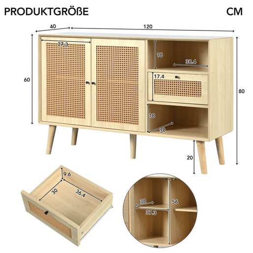 Aparador de mdf com 2 portas e 1 gaveta,carvalho