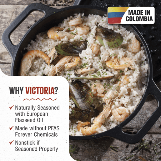Forno Holandês Indução Ferro Fundido Curado 25cm  3,8L Panela sem PTFE e PFOA, Victoria 32043