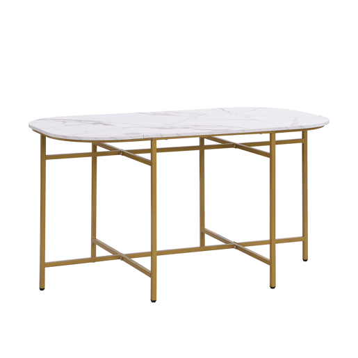 Conjunto de 1 mesa e 6 cadeiras de jantar de mdf,branco+dourado Conjunto de 1 mesa e 6 cadeiras de jantar de mdf,branco+dourado