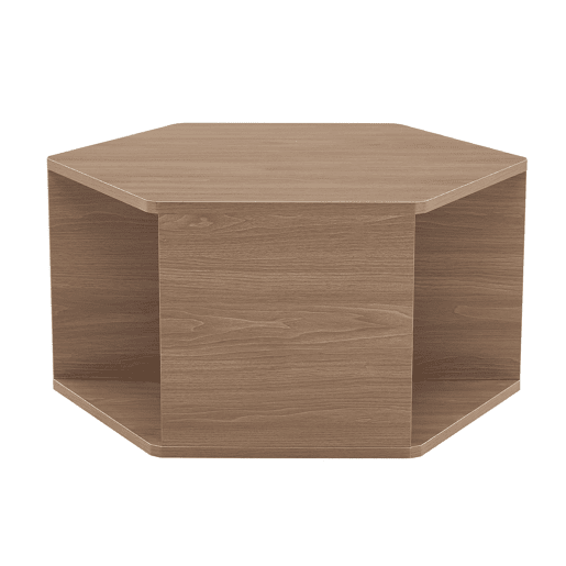 Mesa de centro hexagonal 79x69,4x40 cm - Multifuncional, moderna, fácil montagem - Castanho