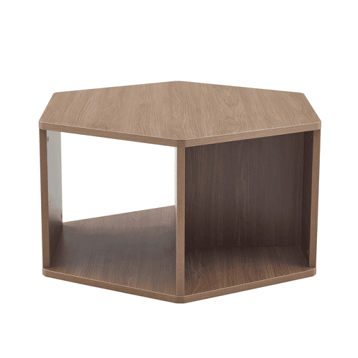Mesa de centro hexagonal 79x69,4x40 cm - Multifuncional, moderna, fácil montagem - Castanho