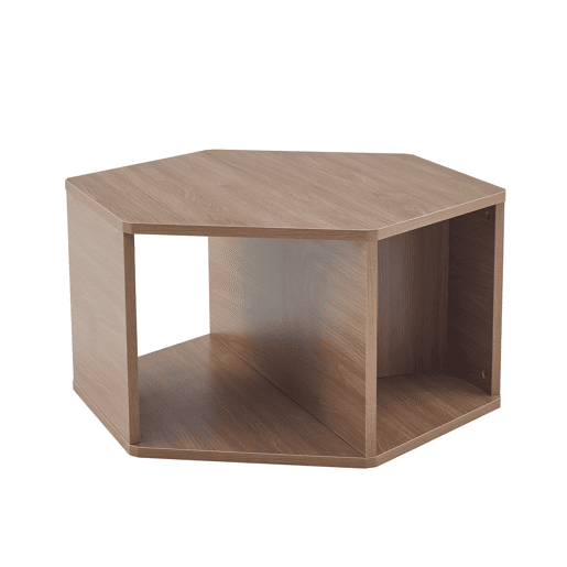 Mesa de centro hexagonal 79x69,4x40 cm - Multifuncional, moderna, fácil montagem - Castanho