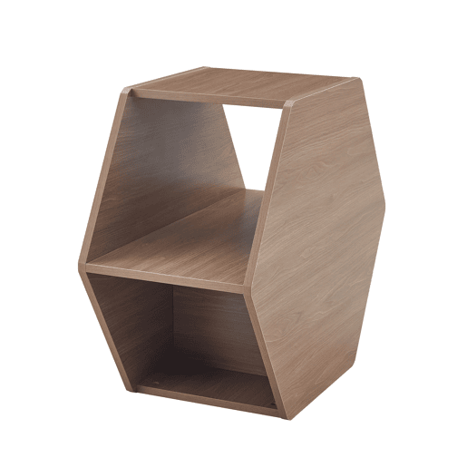 Mesa de centro hexagonal 79x69,4x40 cm - Multifuncional, moderna, fácil montagem - Castanho