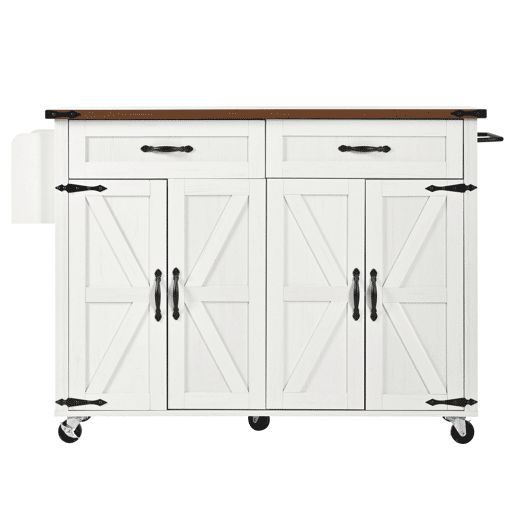 Carrinho de cozinha de mdf com 4 portas e 2 gavetas,branco