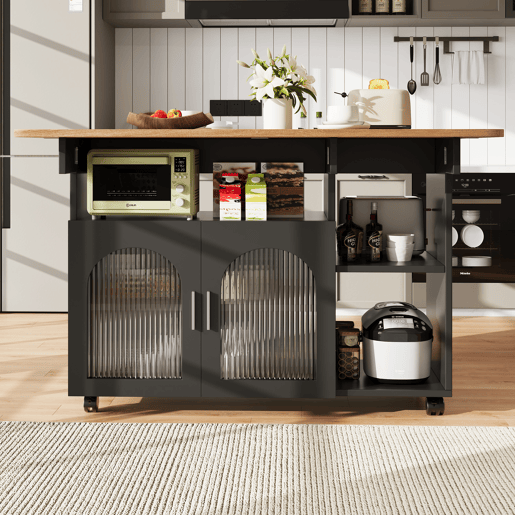 Carrinho de cozinha de mdf com 2 portas,preto
