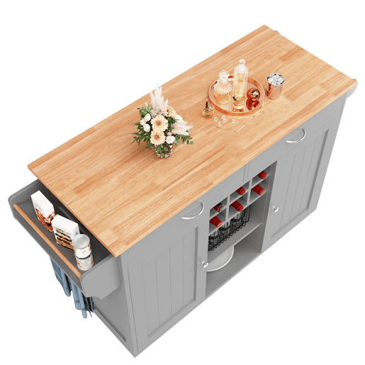 Carrinho de cozinha de mdf com 2 portas e 2 gavetas,cinza