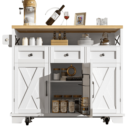 Carrinho de cozinha de mdf com 3 portas e 3 gavetas,branco Carrinho de cozinha de mdf com 3 portas e 3 gavetas,branco