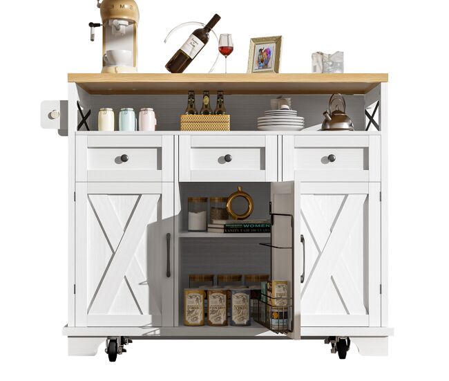 Carrito de cocina con 3 puertas y 3 cajones 118