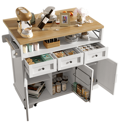 Carrinho de cozinha de mdf com 3 portas e 3 gavetas,branco Carrinho de cozinha de mdf com 3 portas e 3 gavetas,branco
