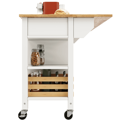 Carrinho de cozinha de mdf com 2 portas e 3 gavetas,branco
