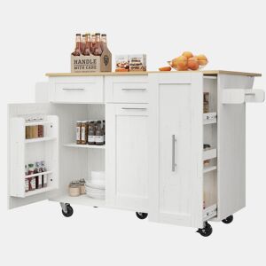 Carrinho de cozinha de mdf com 2 portas e 3 gavetas,branco