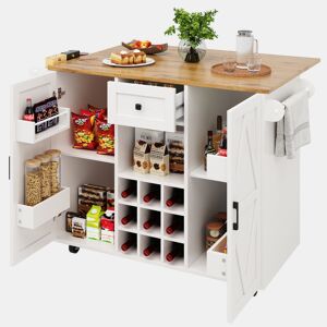 Carrinho de cozinha de mdf com 2 portas e 1 gaveta,branco