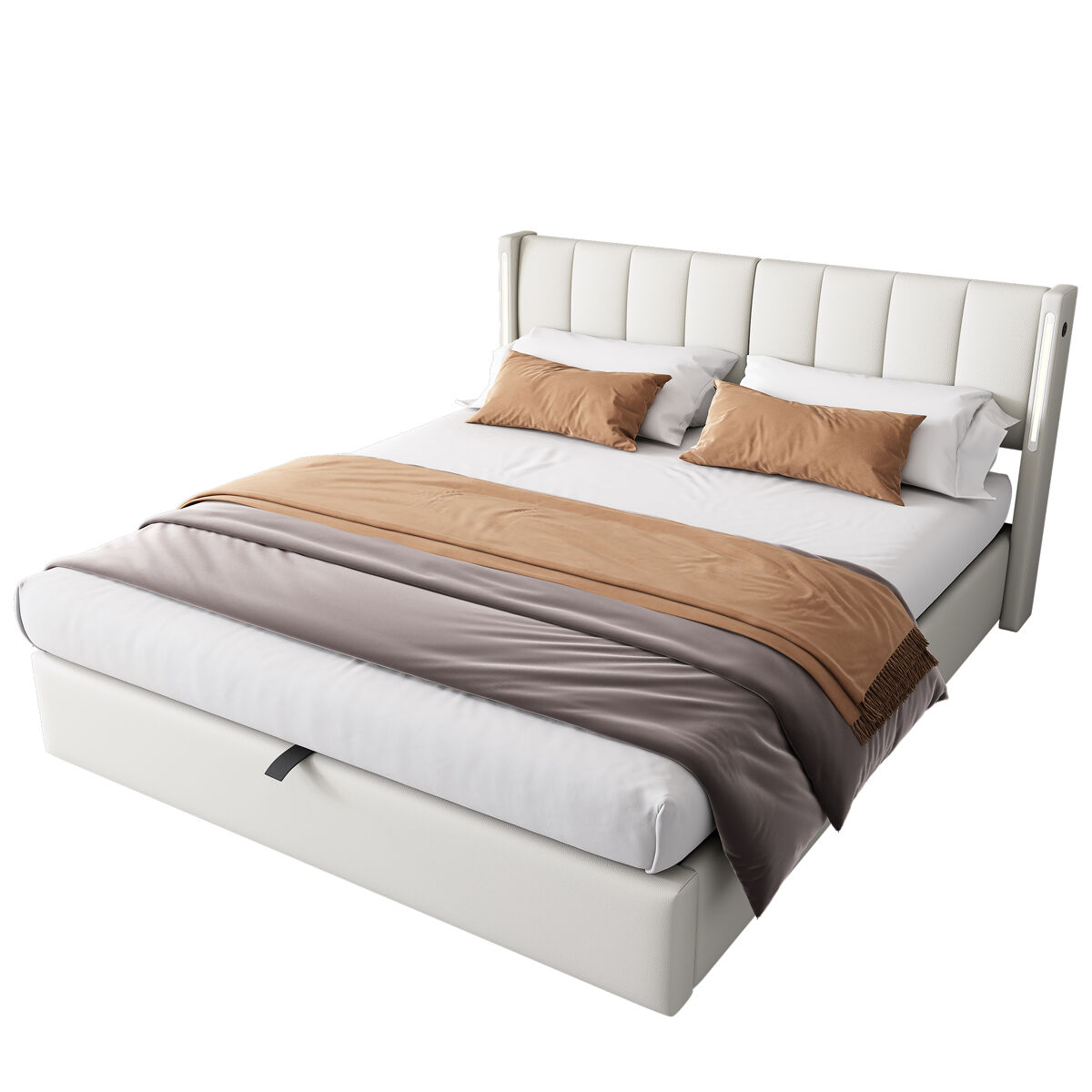 Cama de matrimonio de pu con almacenaje 149x197