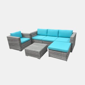 Conjunto de jardim: Sofá + Mesa + Poltrona. Mobiliário para jardim e varanda.