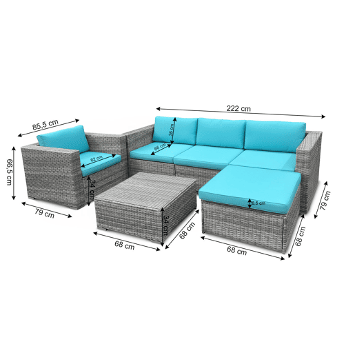 Conjunto de jardim: Sofá + Mesa + Poltrona. Mobiliário para jardim e varanda.