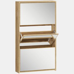 HOMCOM Sapateira Estreita 3 Portas com Espelho Sapateira para Entrada Corredor Para 9 Pares de Sapatos Para Corredor Espaços Reduzidos 65x17x114,5 cm Madeira